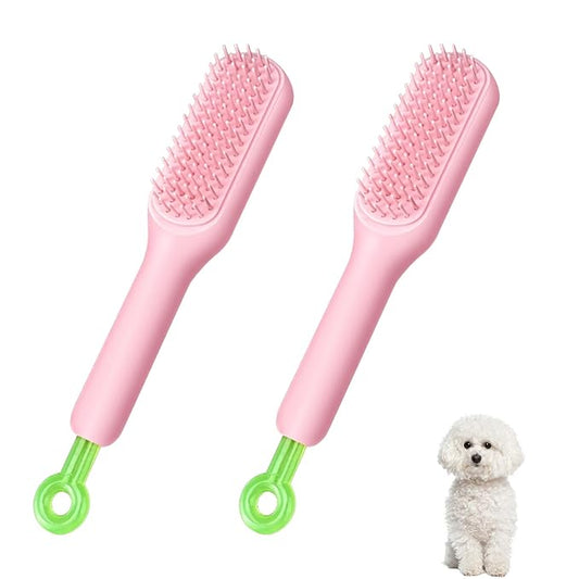 Retractable Pet Brush-8.7in. Soft - Bristled For Gentle Hair Removal On Small Dogs (Yorkies, Shih Tzus, Maltipoos), Pink