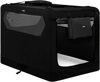 Soft Collapsible Dog Crate for Large Dogs - 42 Inch Foldable Soft Dog Kennel with Durable Mesh Windows, Indoor & Outdoor Portable Travel Dog Crate, Black, 42x31x31 Inches