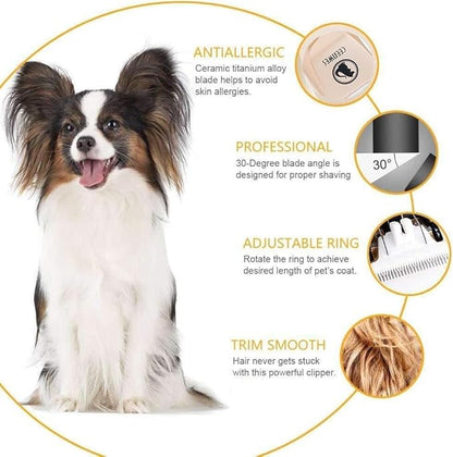 Power Display Dog Clippers Cordless Dog Grooming Kit Professional Horse Clippers Detachable Blade with 4 Comb Guides, Low Noise Pet Clippers Rechargeable Pet Grooming Tools for Dogs Cats Pets