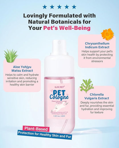 Dog & Cat Perfume | Long-Lasting Baby Powder Scent Deodorizing Spray | Fur-Conditioning Cologne, Non-Sticky Formula | Travel-Friendly, 3.38 fl. oz