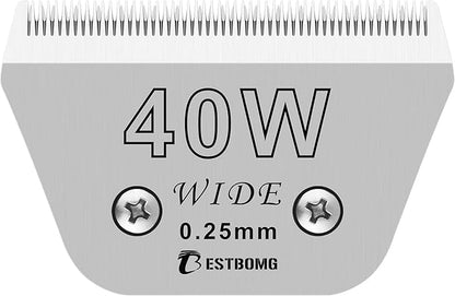 Size 40W Wide Detachable Pet Dog Grooming Blades-Cutting Length 1/100"（0.25mm）,Compatible with Andis,Oster A5,Wahl km10 Clippers