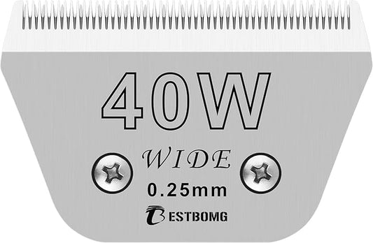 Size 40W Wide Detachable Pet Dog Grooming Blades-Cutting Length 1/100"（0.25mm）,Compatible with Andis,Oster A5,Wahl km10 Clippers