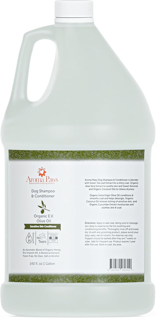 Dog Shampoo and Conditioner - Aromatic Tearless Shampoo for Cleansing, Grooming, and Conditioning - Moisturizing Anti Itch Shampoo for Dogs and Puppies - Ultra Sensitive Olive Oil, 1 Gallon