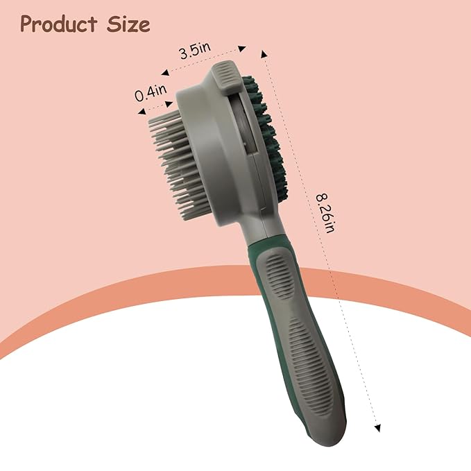 WishLotus Pet Brush, Double Sided Massaging Cat Hair Brush Retractable Self Cleaning Soft Pet Grooming Brush with Comfortable Handle for Grooming and Cleaning Pet Loose Hairs (Pink)