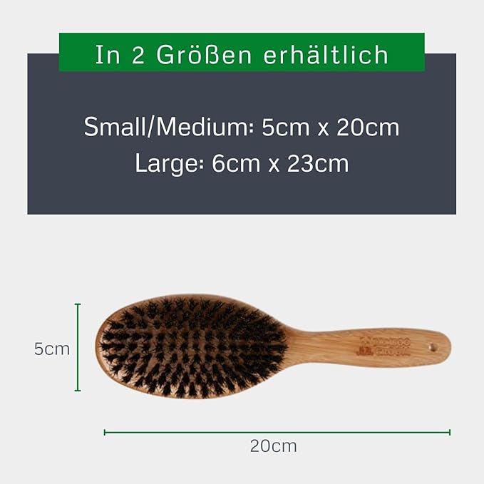 Bamboo Groom Oval Bristle Brush w/Natural Boar Small