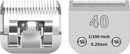 40# Detachable Pet Clipper Replacement Blades Compatible with Andis/Oster A5/Wahl KM10 Series Dog Clipper,Made of Ceramic Blade & Stainless Steel Blade,Size 40# Cut Length 1/100-Inch（2 Pack）