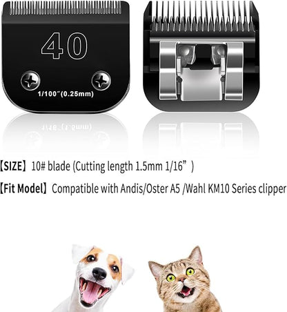 3PACK 40 Blades Dog Grooming Blades Compatible with Ainds/Oster A5/Wahl KM-10 Series Dog Clippers,Detachable Clipper Replacement Blade，Black