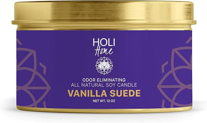 HOLI Pet Odor Eliminator Candle – Vanilla Suede Scent – All Natural Soy Wax, Paraben & Phthalate Free, Pet Safe, Long-Lasting 60-Hour Burn, Non-Toxic & Plastic-Free Air Freshener for Home
