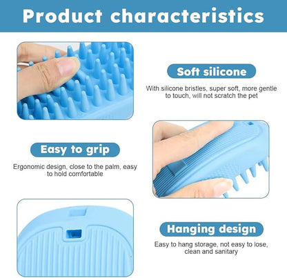 Saycker Dog Bath Brush, Pet Rubber Comb Dog Grooming Bath Brush, Multifunctional Shampoo Brush for Shower Scrubbing & Soothing Massage for Dogs Cats Pet Grooming Accessories