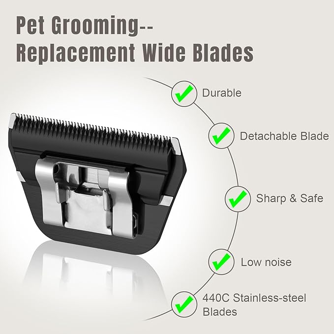 15 Wide Blades for Dog Grooming,Compatible with Andis,Oster A5,Wahl km10 Clippers,Cutting Length 3/64",Black