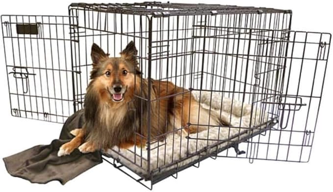 Precision Pet Products Two Door Great Crate Wire Dog Crate, 30 Inch, For Pets 30-50 Lbs, With 5-Point Locking System