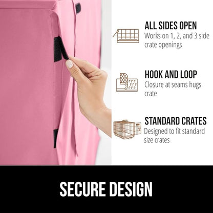 GORILLA GRIP Dog Crate Covers Compatible with Amazon Basics Dog Crates, All Sides Open, Privacy Cover Fits 24" Wire Kennel, Breathable Mesh Windows, Light Reducing Puppy Training Cage Topper, Pink