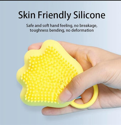 Pet Grooming Massage Brush, Silicone Dog Bath Comb with Paw Shape Design, 3 colors to choise(pink,blue,yellow)