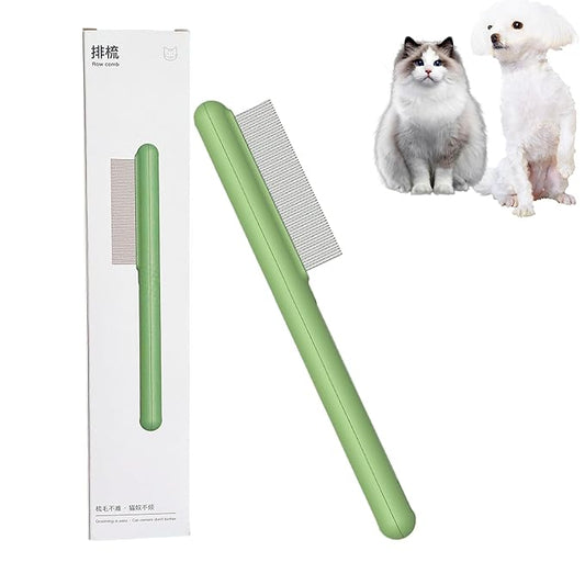 Small Dog Grooming Brush,Puppy Hair Brush for Shedding Tangles Pet Hair Removal Comb Stainless Steel Teeth Flea Comb - Perfect for Shih Tzus,Yorkies,Maltipoos,Maltese,Small Breeds (Compact teeth)