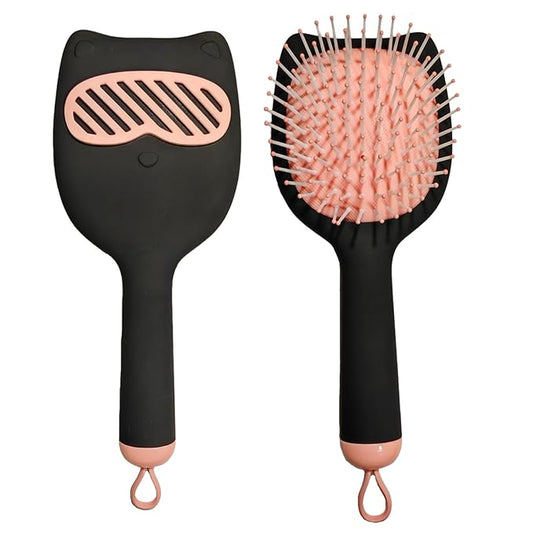 Soft Bristle Cat-Ear Puppy Brush Small Dogs Gentle Comb Grooming Tool Yorkie Shih Tzu Maltipoo Maltese (Black)
