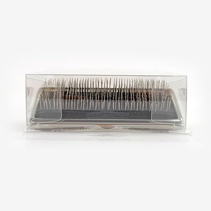 Wooden Slicker Brush - Stainless Steel Hard Pin Grooming Brush for Short-Haired Pets (Size L)