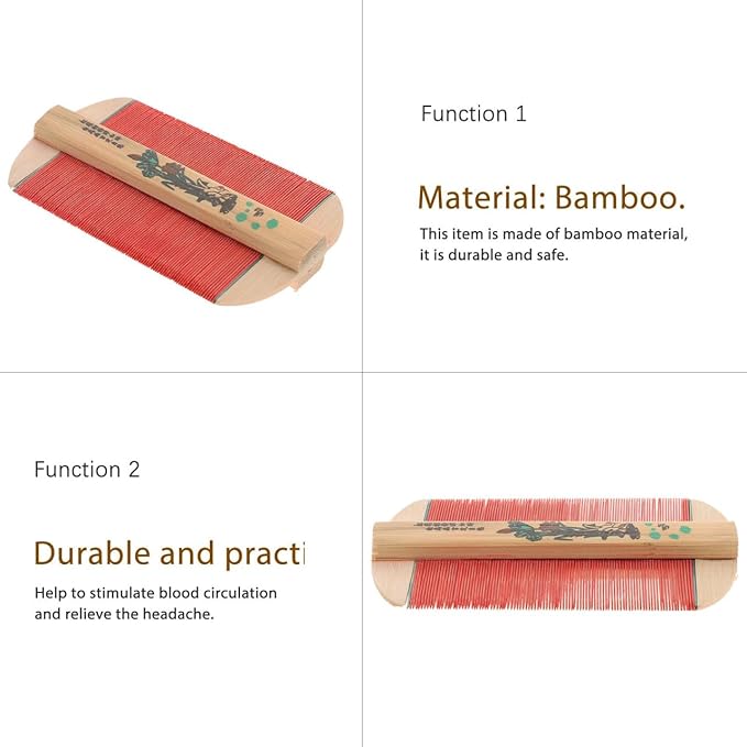 SUPVOX Bamboo Double-Sided Fine Tooth Hair Comb for Dandruff and Removal, Smooth Wooden Comb for Home, Travel, Outdoor