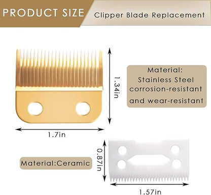 Clippers Blades Replacement Compatible with Wahl 30-15-10(#1037-400),Professional Animal Standard Adjustable Blade Set,Ceramic Dog Blade Set,2 Set(Gold/Silver)