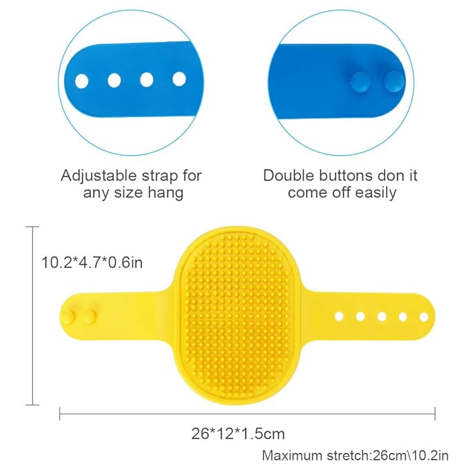 Dog Grooming Brush, 2 Pack Pet Shampoo Bath Brushes with Adjustable Handle for Massage Shedding Long Short Haired Large Medium Small Dogs Puppy Cats (Blue and Yellow)