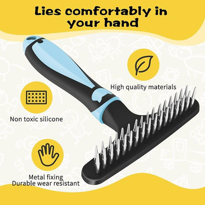 Pet Hair Remover, Portable Dog Cat Hair Remover Lint for Hairball, Fuzz, Carpet Restoration, Carpet Rake, Carpet Groomer Rake, Shag Rug Rake, Hair Cleaner Suitable for Rug and Carpet (Blue)