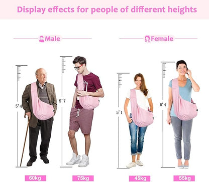 OWNPETS Pink Pet Sling Carrier, Pet Sling Carrier Bag Safe,Fit 10~15lb Cats&Dogs, Comfortable, Adjustable, Perfect for Daily Walk, Outdoor Activity and Weekend Adventure