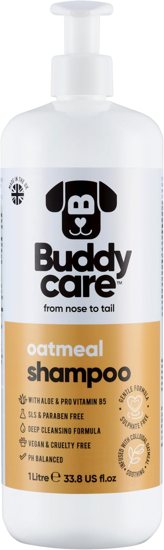 Oatmeal Dog Shampoo by Buddycare | Shampoo for Dogs with Irritated Skin | Relieving and Rehydrating | with Aloe Vera and Pro Vitamin B5 (33.8oz)