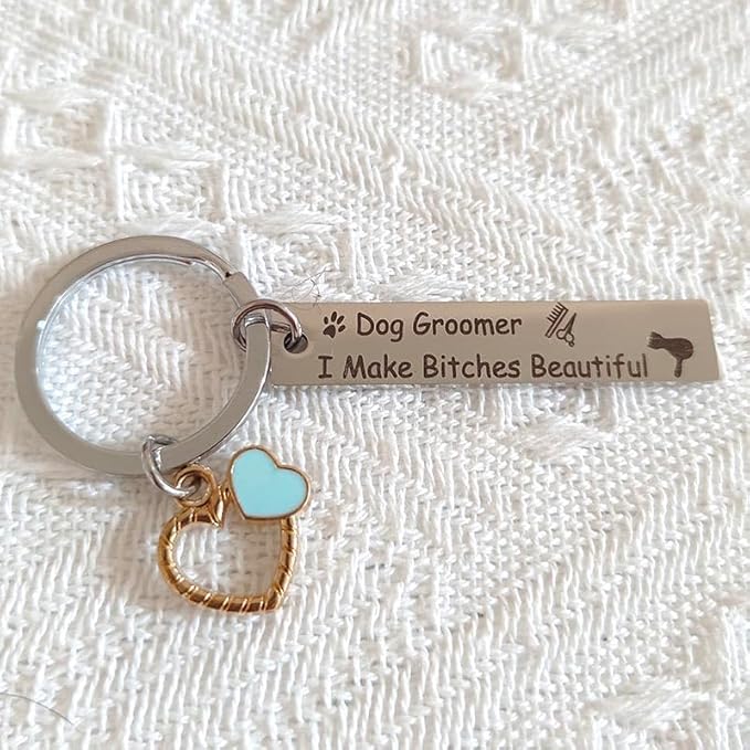 RFTWXHPN Dog Groomer Gifts Keychain for Women Men Dog Groomer I Make Bitches Beautiful Key Chains for Dog Hairdresser Groomers Appreciation Gift for Dog Hair Styler Christmas Gifts