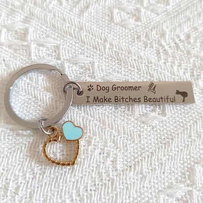 RFTWXHPN Dog Groomer Gifts Keychain for Women Men Dog Groomer I Make Bitches Beautiful Key Chains for Dog Hairdresser Groomers Appreciation Gift for Dog Hair Styler Christmas Gifts