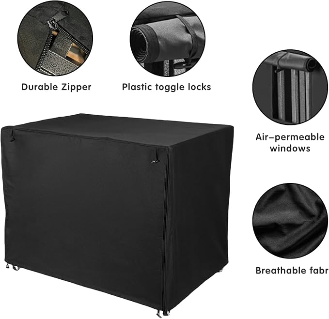 38 inch Heavy Duty Dog Crate Covers Durable 600D Polyester Insulated Dog Kennel Cover Soundproof Windproof Rainproof Shading Fit for Wire Dog Cage Covers with Breathable Side Window ( ONLY COVER)