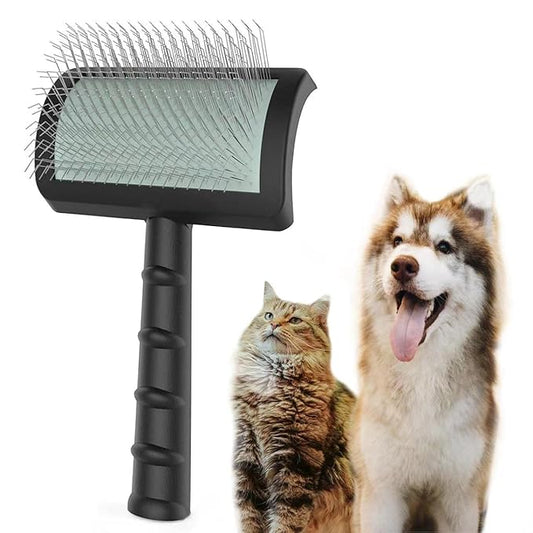 Large Slicker Brush for Dogs,Cats,Extra Long Pin Shedding Brush for Long Haired Dog,Cat, Pet Grooming Wire Brush for Thick Undercoat Curly Hair,25mm(1"),Black