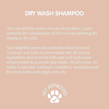 Dry Wash Shampoo for Pets – Soothing & Deodorizing, Natural Ingredients, Quick Drying & No Rinsing Required (Coconut & Oat)