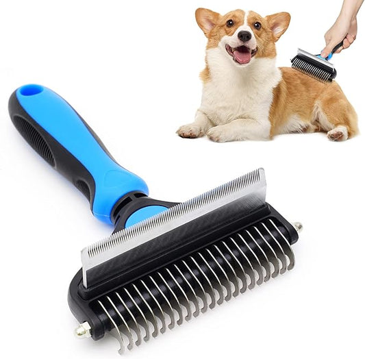 Potaroma Versatile Pet Grooming Brush, Double Sided Shedding and Dematting Undercoat Rake, Reduces Shedding by up to 95% Professional Deshedding Comb Tool for Dogs and Cats (Large)