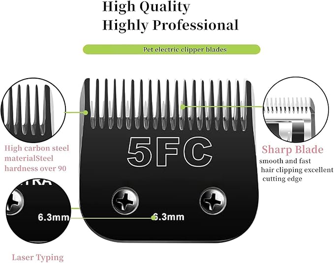 Detachable Pet Dog Clipper Blades,Compatible with Oster A5, Wahl KM Series Clippers,Made of Ceramic,Black，3PACK (103040)