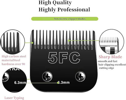 Detachable Pet Dog Clipper Blades,Compatible with Oster A5, Wahl KM Series Clippers,Made of Ceramic,Black，3PACK (103040)
