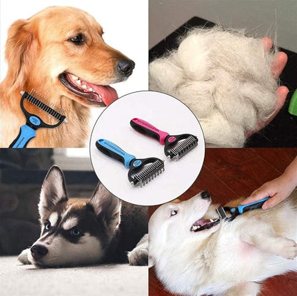 YNR Dog Dematting Comb Grooming Tool Kit, 2 Sided Professional Deshedding Comb Undercoat Rake to Remove Loose Knots, Mats, Tangles Hairs Fits for Pets, Dogs, Cats, Horses and Rabbits