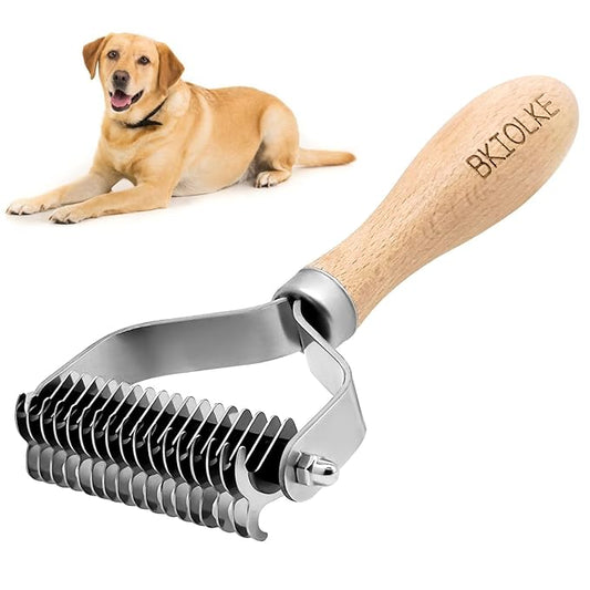 Pet Dematting Comb, Deshedding Brush for Dogs & Cats, Undercoat Rake for Dogs with Stainless Steel Blades, Dog Comb for Matted Hair, Easy to Use Deshedder Brush for Dogs