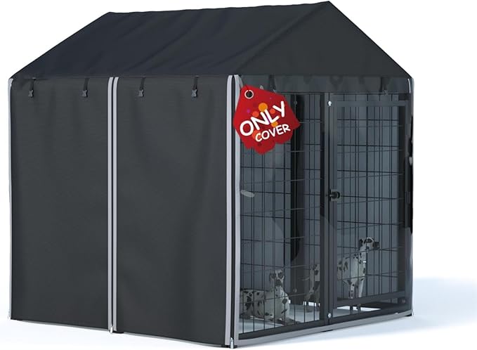 Outdoor Dog Kennel Cover, 4 ft. x 4 ft. x 4.5 ft. Outdoor Large Full Cover Dog Kennel Cover, 600D Heavy Duty Waterproof, Windproof, UV Resistant (Cover Only)