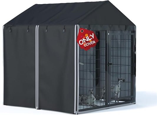 Outdoor Dog Kennel Cover, 4 ft. x 4 ft. x 4.5 ft. Outdoor Large Full Cover Dog Kennel Cover, 600D Heavy Duty Waterproof, Windproof, UV Resistant (Cover Only)