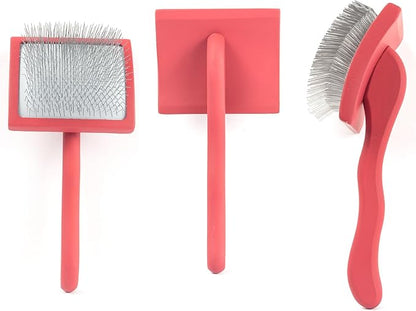 Long Pin Slicker Brush for Dogs (Goldendoodles, Labradoodles, Poodles) and Long Hair cat， Best Grooming Brush for Small Animals ，for Grooming Pet Hair， Beech Wood