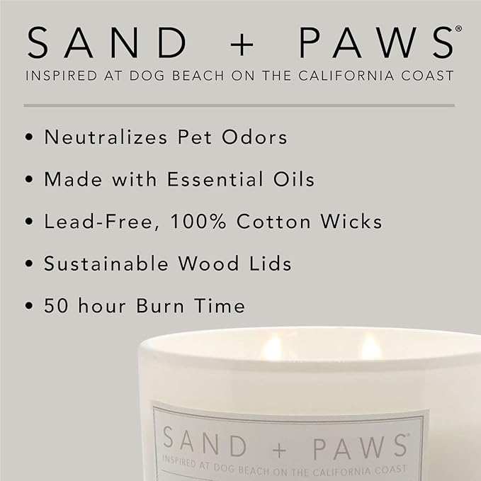 Sand + Paws Scented Candle - Apple Cider - Additional Scents and Sizes –Luxurious Air Freshening Jar Candles Neutralize pet Odors and Enhance Home décor – 100% Cotton Lead-Free Wicks - 21 oz