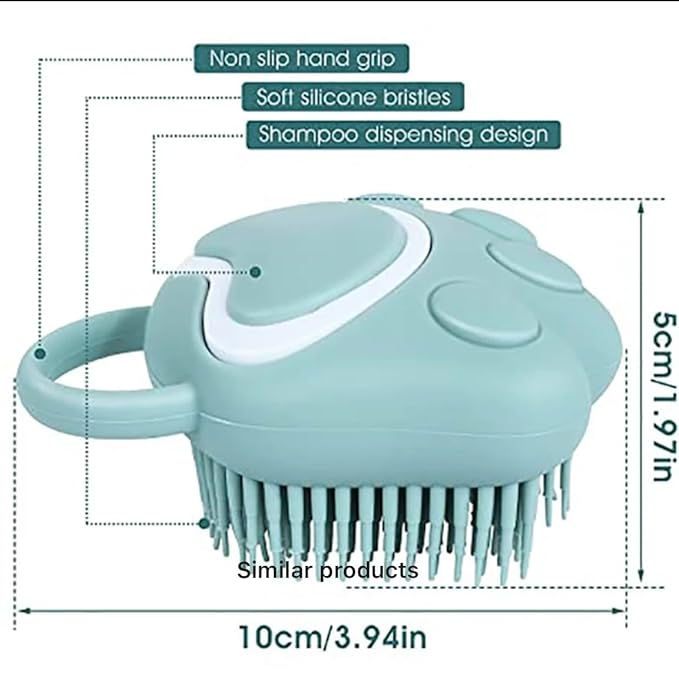 Pet Grooming Massage Brush, Silicone Dog Bath Comb with Paw Shape Design, 3 colors to choise(pink,blue,yellow)