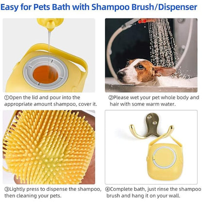 Pet Bath Brushes Massage Shampoo Dispenser (Pink)