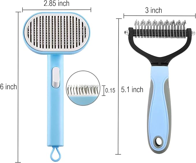 Self Cleaning Slicker Brush for Dogs & Cats - Easily Removes Tangles & Loose Undercoat