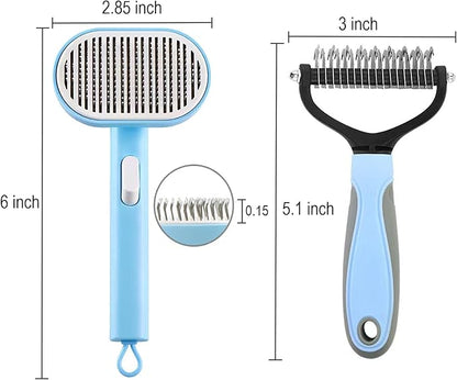 Self Cleaning Slicker Brush for Dogs & Cats - Easily Removes Tangles & Loose Undercoat
