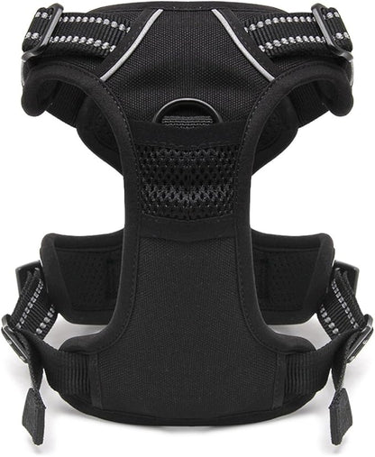 OLizee® New No Pull Dog Harness Outdoor Adventure Reflective Markings Pet Vest with Handle Adjustable Protective Nylon Walking Pet Harness Variety of Sizes and Colors,Black XS