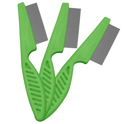 Versatile Pet Grooming Kit - Flea Comb for Detangling & Dematting, Tear Stain Remover, 3 Combs for Dogs & Cats