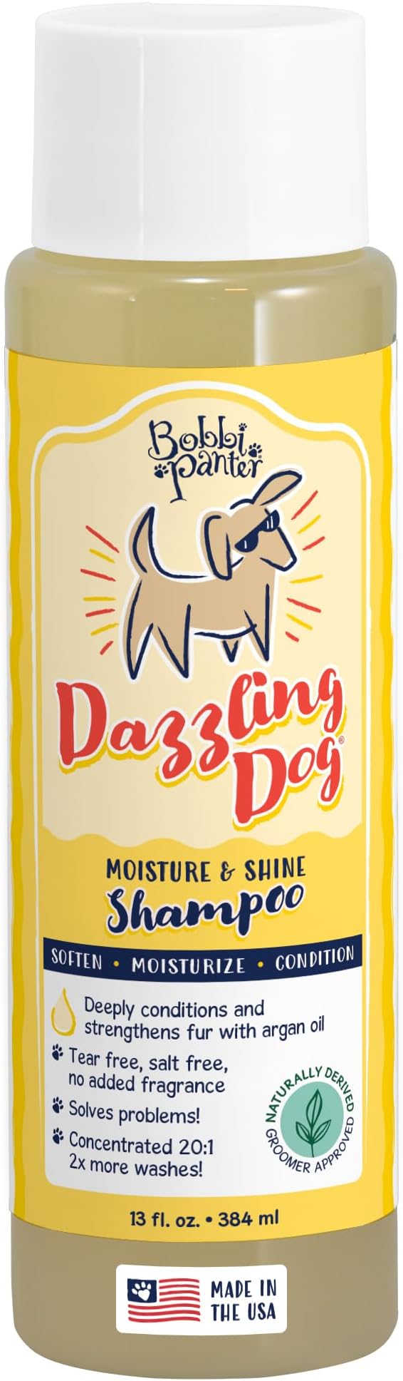 Bobbi Panter Dazzling Dog Shampoo for Moisture & Shine - Natural Ingredients, Tear-Free, Paraben-Free, pH-Balanced, 20:1 Concentrated Formula, Chamomile Scent, 13 oz. (Case of 12)