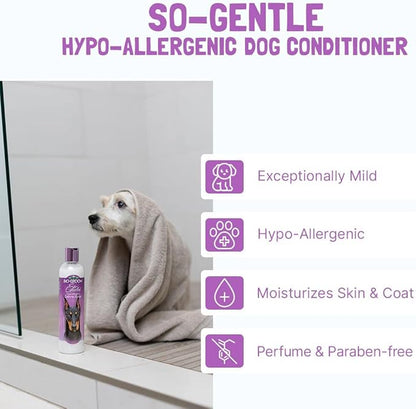 Bio-Groom So-Gentle Hypoallergenic Dog Conditioner – Tearless, Cat & Dog Bathing Supplies, Puppy Wash for Gentle Skin, Cruelty-Free, Made in USA, Tear-Free Dog Products – 12 fl oz 1-Pack