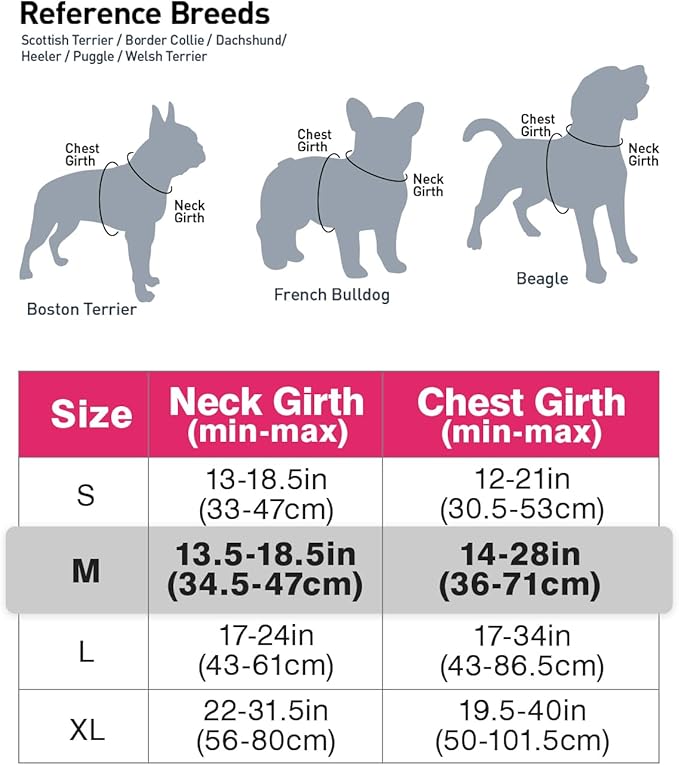 Joytale No Pull Dog Harness Medium Sized Dog, Reflective Pet Vest with Front Clip, Adjustable Soft Padded Harnesses with Easy Control Handle for Training and Walking, Hot Pink, M