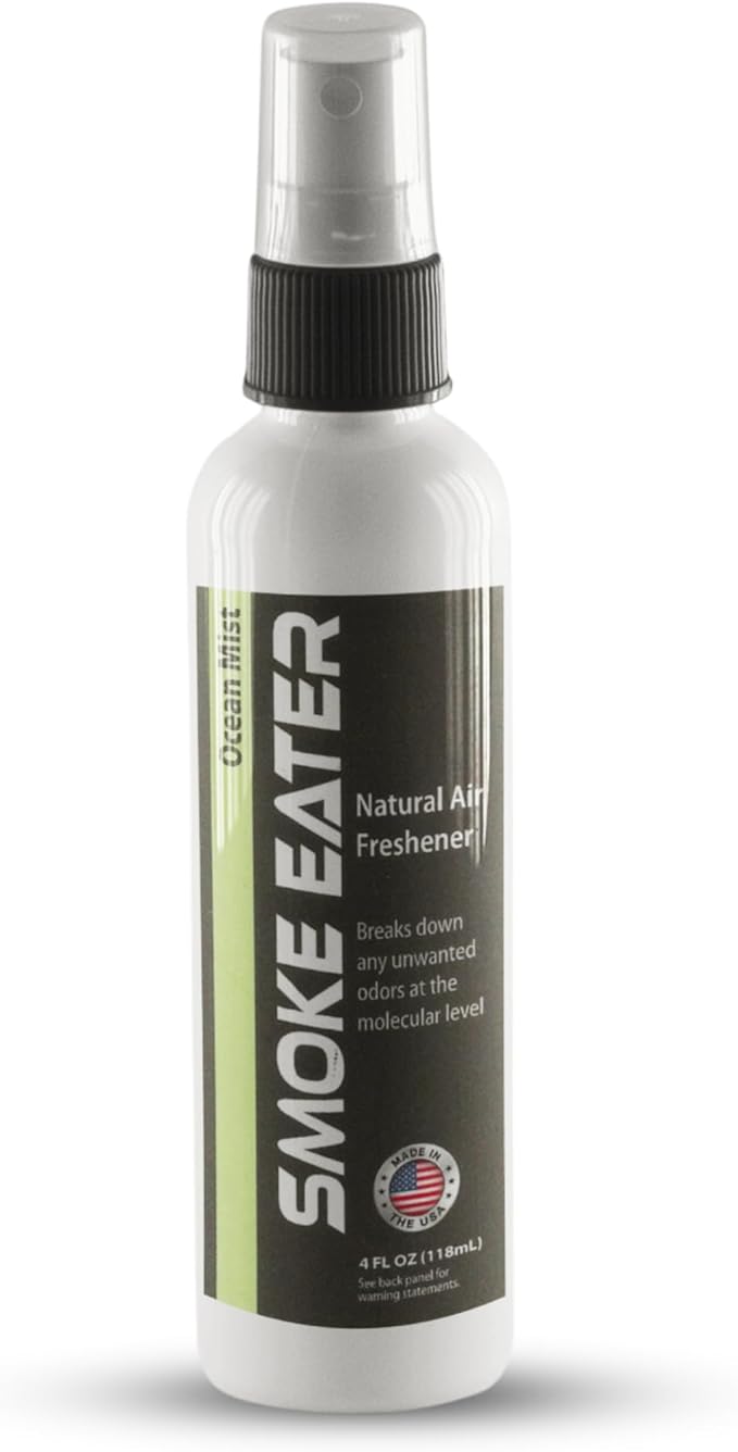 Smoke Eater All Purpose Odor Eliminator - Breaks Down Foul Scents at the Molecular Level - Smoke, Food, Pet and Stale Odor - Ideal For The Home, Apartment Cars, Boats - 4 oz Travel Bottle (Ocean Mist)
